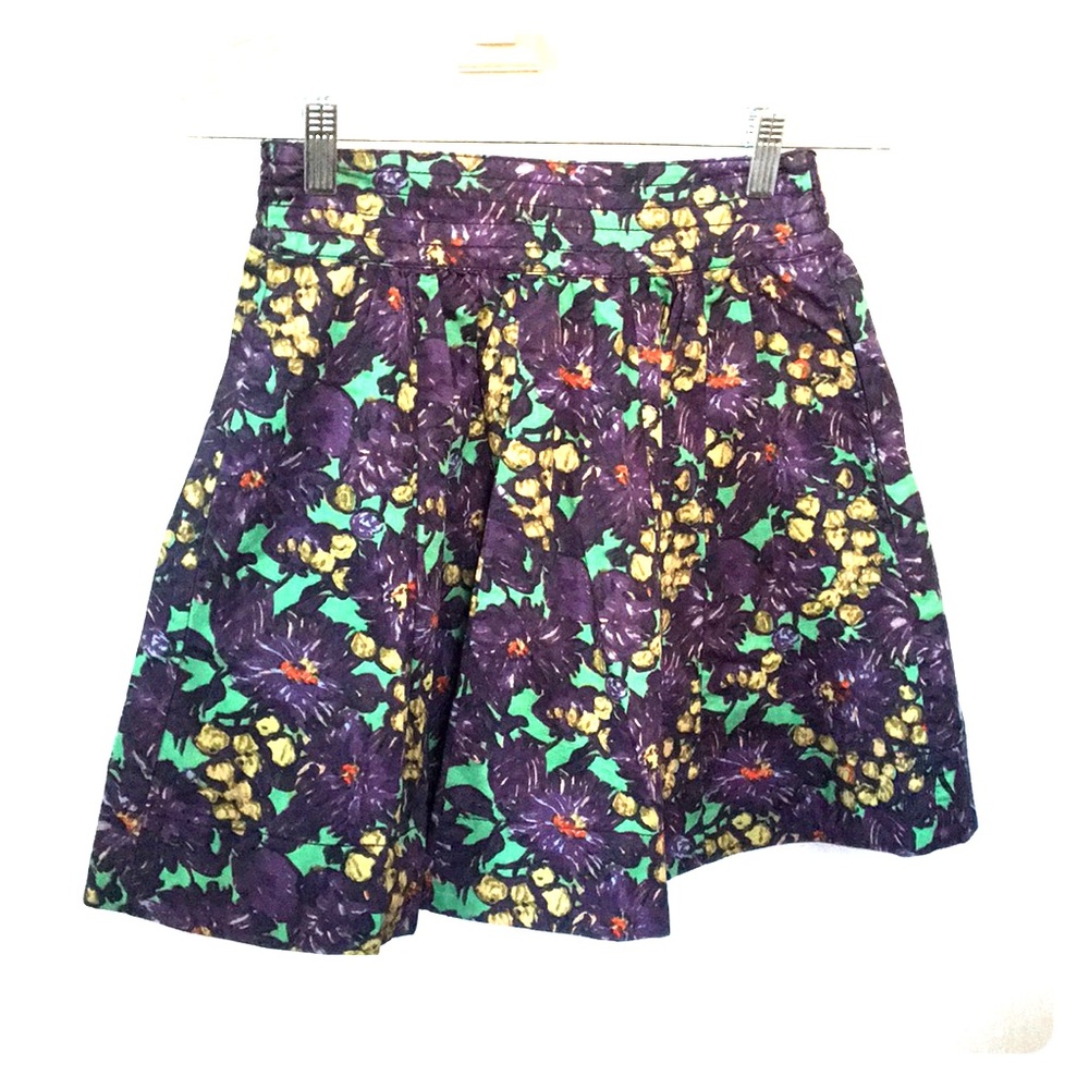 J Crew multi-colored grape and floral print skirt